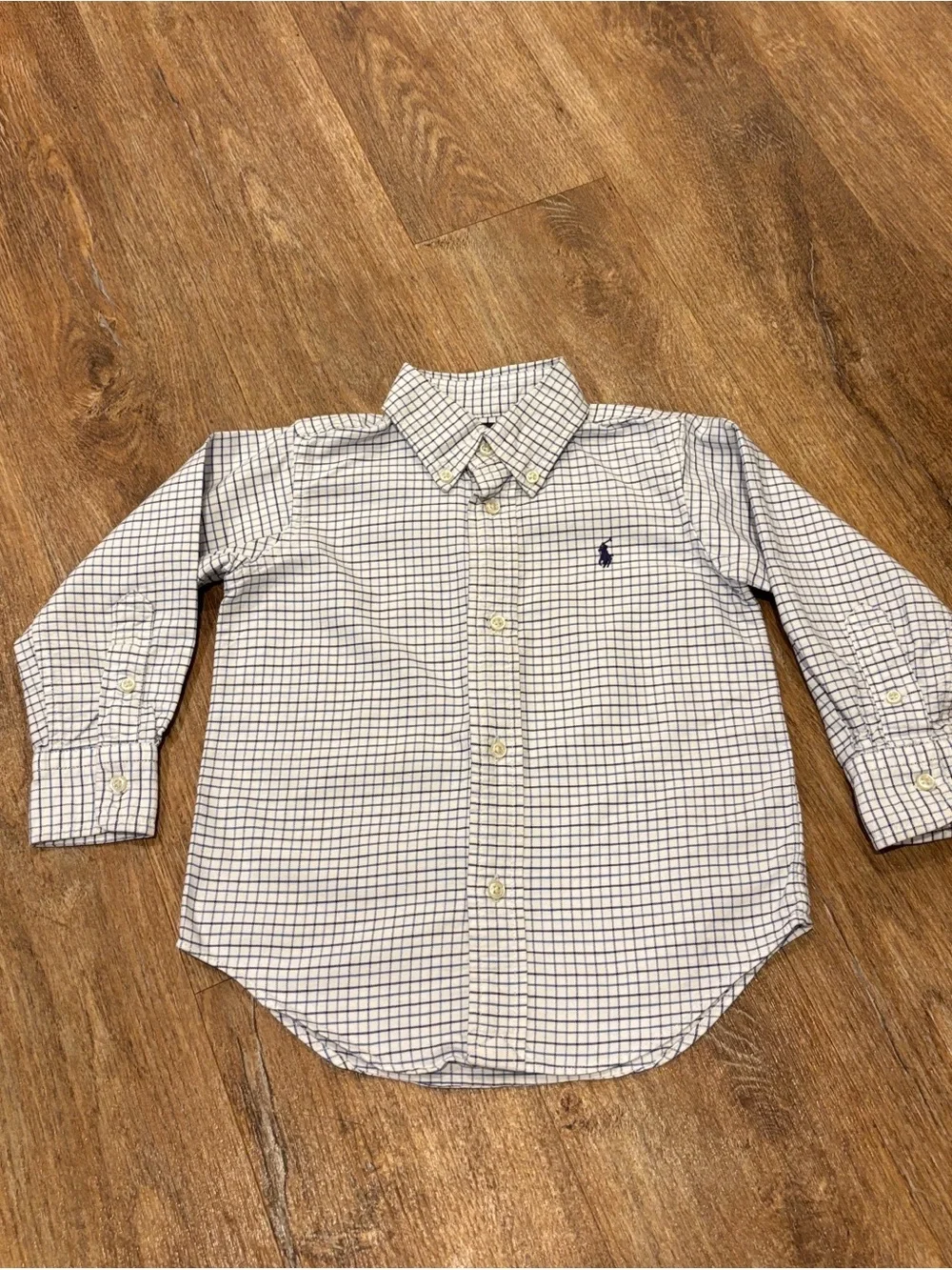 Lot of 2 Ralph Lauren LS Shirts - White/Navy Check & Red/Black Plaid Boys 3T